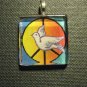 Peace Symbol and Dove Handmade Glass Tile Pendant
