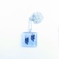 Two Butterflies Handmade Glass Tile Pendant with Purple, Green, Blue