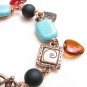 Copper and Turquoise Handmade Charm Bracelet with  Hearts