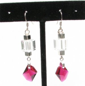 Ruby Red Swarovski Drop Handmade Earrings Sterling Wires
