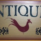 Rooster Wooden Antiques Sign