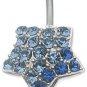Sterling Silver Belly Star Blue CZECH Crystals and Sterling Silver Heart Dangle