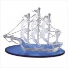 Spun Glass Sailboat w/Blue Base