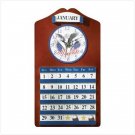 Wood Eagle/Flag Clock/Calendar
