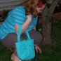 Aqua with Brown Polka Dots