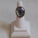 BLACK CRYSTAL RING W/ GOLD SETTING, SIZE 6-6.5