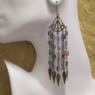 SHOULDER DUSTER EARRINGS W/ MULTI-COLORED BEADS