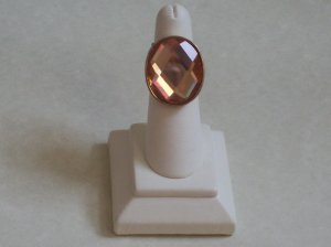 PEACH CRYSTAL RING W/ GOLD SETTING, SIZE 5.5-6