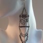 INDIAN HANDMADE CHANDELIER EARRINGS W/ BLACK BEADS