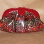 RED PEACOCK PRINT HANDBAG W/ SHOULDER STRAP