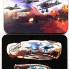 (2) History of Aviation Folding Knives With Display Box