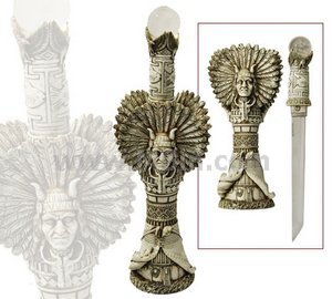 NIB! - Large Size Statue With Dagger Display
