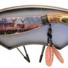 New! - Deer Art Collectable Knife with display stand