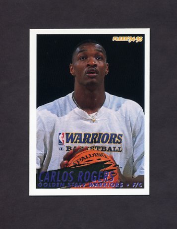 1994-95 Fleer Basketball #288 Carlos Rogers RC - Golden State Warriors