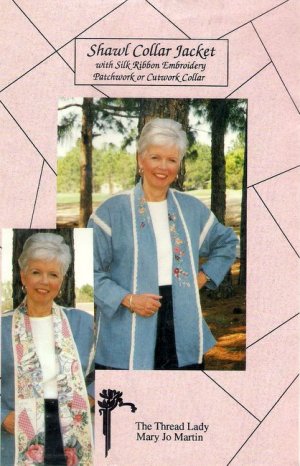 Womens Sewing Pattern Shawl Collar Jacket Silk Ribbon Embroidery Cutwork Patchwork Collar Uncut