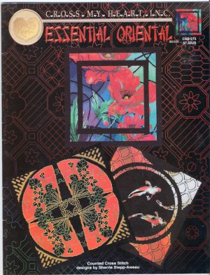Essential Oriental Cross Stitch Pattern Booklet 3 Designs Koi Fans Poppies