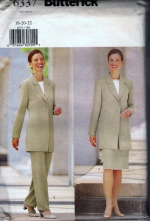 Sewing Pattern Misses Jacket Skirt Pants Size 18 20 22 Butterick 6337 Uncut