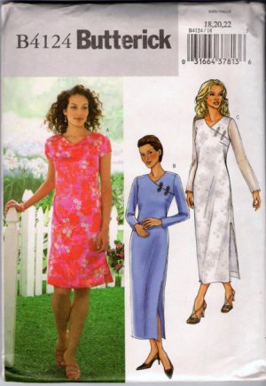 Sewing Pattern Misses Dress Neckline Sleeve Length Options Size 18 20 22 Butterick B4124 Uncut