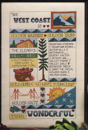 West Coast Sampler Cross Stitch Pattern Chart Leaflet June Grigg Designs No. 25