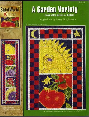 Cross Stitch Pattern Chart Leaflet Sun Garden Tomatoes Egglplant Sunflower Bell Pull Color Chart