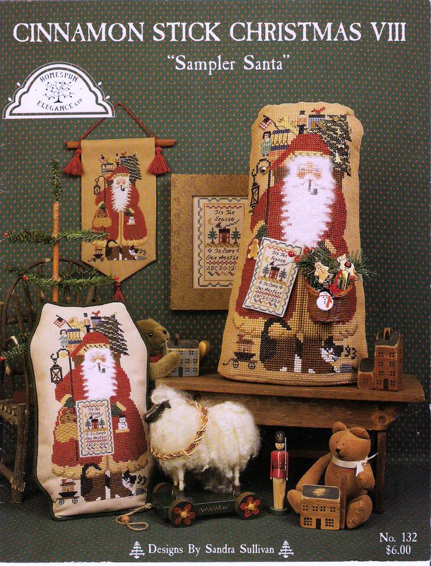 Sampler Santa Cross Stitch Pattern Chart Leaflet Christmas Homespun ...