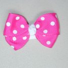 2" baby bow - shocking pink & white