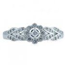 14K White Gold Diamond Flower Ring