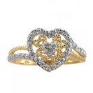 Diamond and Gold Heart Ring