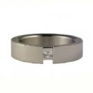 Created Diamond and Stainless Steel Princess Cut Rings