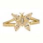 10K Gold White Topaz & Diamond Butterfly Ring
