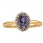 Diamond and Oval Tanzanite Yellow Gold Ring