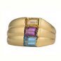 10K Gold Amethyst, Blue Topaz, Citrine Multi Gemstone Ring