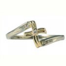 Two Tone Gold Diamond Cross Ring