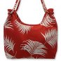 Cotton shoulder bag, 'Crimson Dance' 152457