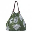 Cotton and leather handbag, 'Forest Delight' 153026