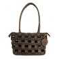 Leather shoulder bag, 'Bronze Basket' 169998