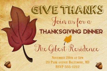 Thanksgiving Dinner Invitation Thanksgiving Feast Autumn Invitation