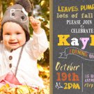 Pumpkin Birthday Invitations, Fall Chalkboard Invitation Birthday, Autumn