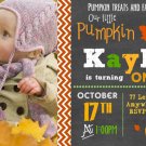 Pumpkin Birthday Invitations, Fall Chalkboard Invitation Birthday