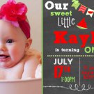 Watermelon INVITATION, Chalkboard Birthday Party, First Birthday, Vintage