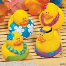 Set of 4 Vinyl Luau Party Rubber Ducks