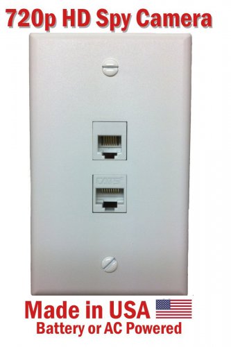 SecureGuard HD 720p Telephone Jack Battery or AC Powered Spy Camera Covert Hidden Nanny Camera