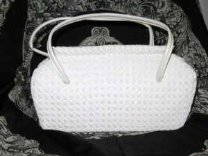 Woven Plastic White Purse