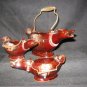 Three Wire Handled Ceramic Geese Baskets