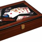 High Gloss Wood Box With 200 #226C Chips, 2 Decks of Cards, 5 Poker Dice