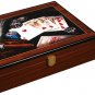 High Gloss Wood Box With 200 #226C Chips, 2 Decks of Cards, 5 Poker Dice