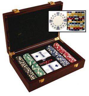 Diamond-Suited ABS Composite 11.5 gram chip set in customizable wooden picture frame case