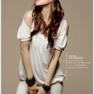 Korean Peek-a-Boo Shoulder White Cotton Top
