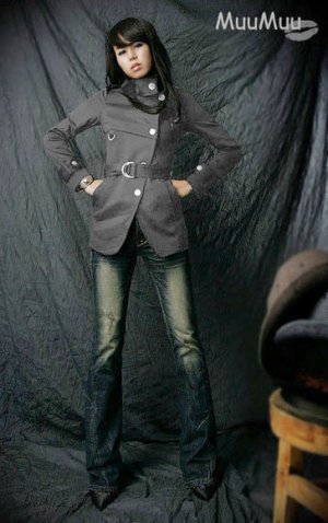 Korean Gray Military Style Strap Coat