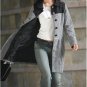 Korean Black Lattice Wool-Blend Dress Coat
